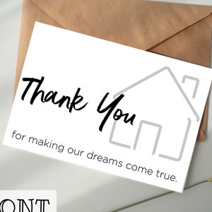 Thank You Card DIGITAL DOWNLOAD Printable - Realtor, Home Builder, House, Real Estate, Agent, Home Buyer, Designer