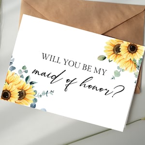 Willst du meine Trauzeugin sein Karte DIGITAL DOWNLOAD Printable - Sonnenblumen, Eukalyptus, Hochzeit, Grün, beste Freundin, Schwester