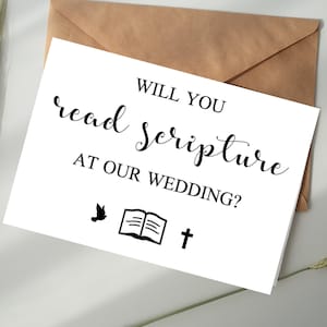 Wilt u de Schrift lezen op onze bruiloft DIGITALE DOWNLOAD afdrukbare kaart - voorstelkaart, lezer, lector, schrift, christen, vers, bruiloft