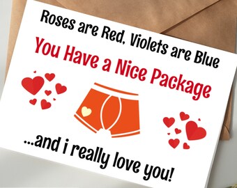 Valentine's Card for Him DIGITAL DOWNLOAD Printable Card - Funny, Romantic, Sexy, Cute, Boyfriend, Husband, Valentine, Love, Boxers, Man