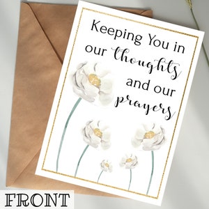 Keeping You In our Thoughts and Prayers DIGITAL DOWNLOAD Printable Card Sympathy, Get Well Soon, Thinking of You, Friend, Family, Coworker image 1