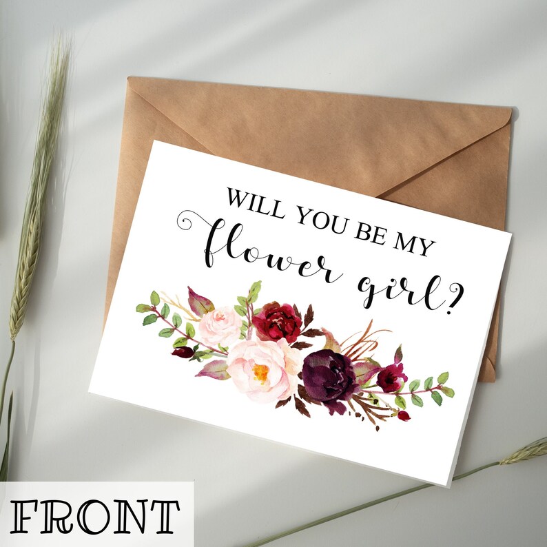 Will You Be My Flower Girl Card DIGITAL DOWNLOAD Printable Burgundy ...