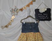 Denim Ruffle Upcycled Skirt Girls size 6
