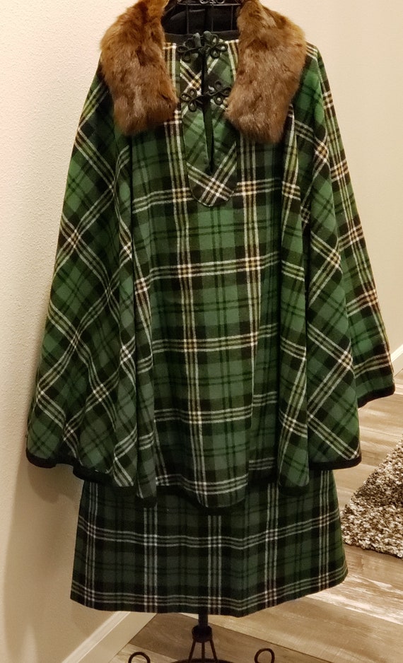 Handmade scottish plaid skirt and cape