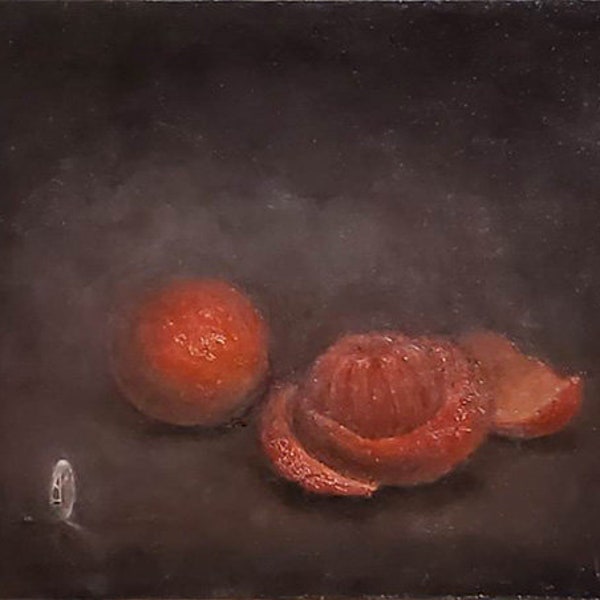 Blood Oranges with Engagement Ring - Giclee Print on Canvas