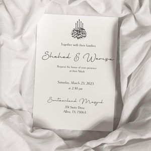 Nikah Wedding Custom Card, Nikkah Mubarak Card, Boho, Simple, Invitation, Personalized, Walima, Mehndi, Islamic Invite, Engagement