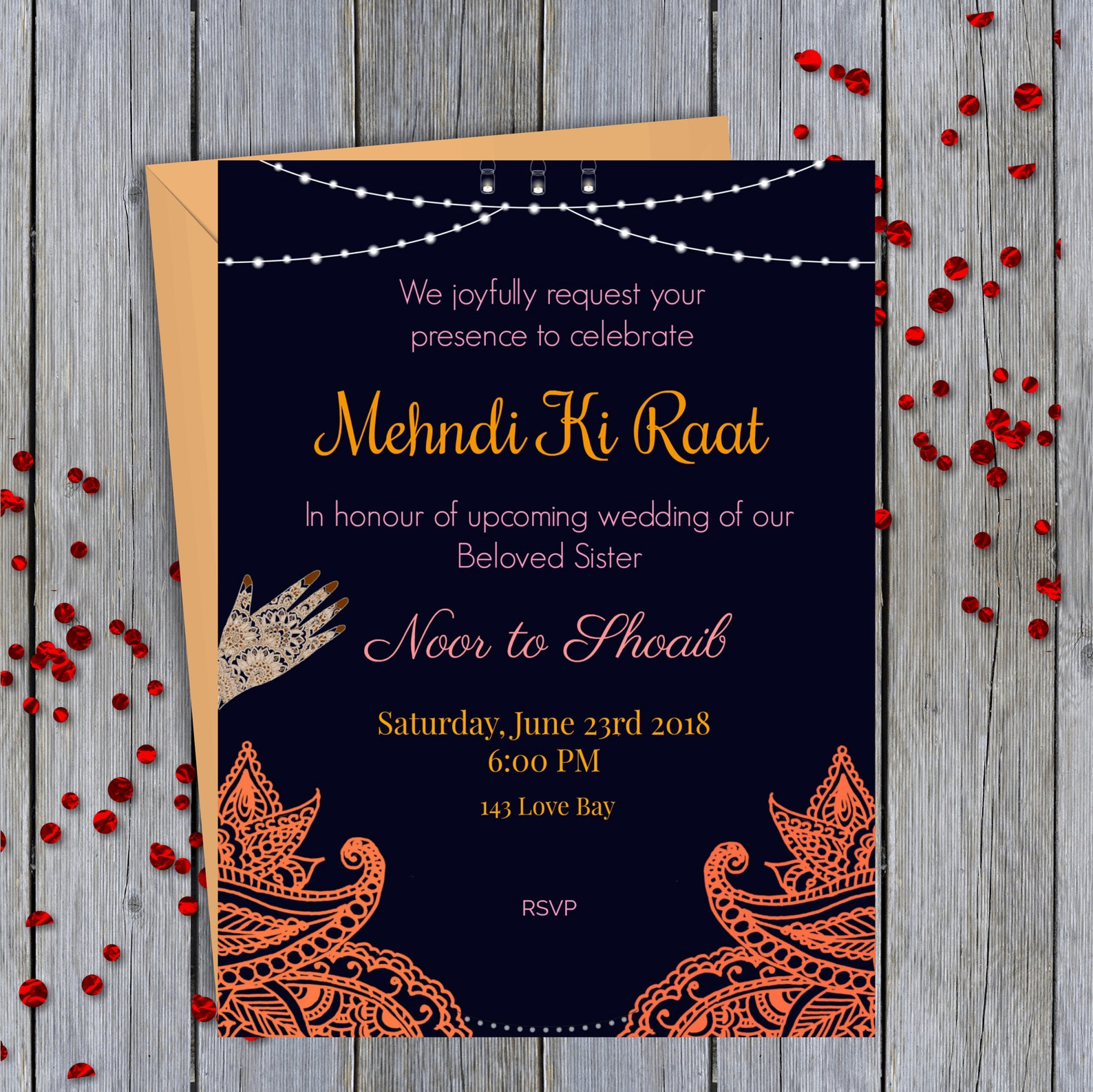 Mehndi Invitation Card Template
