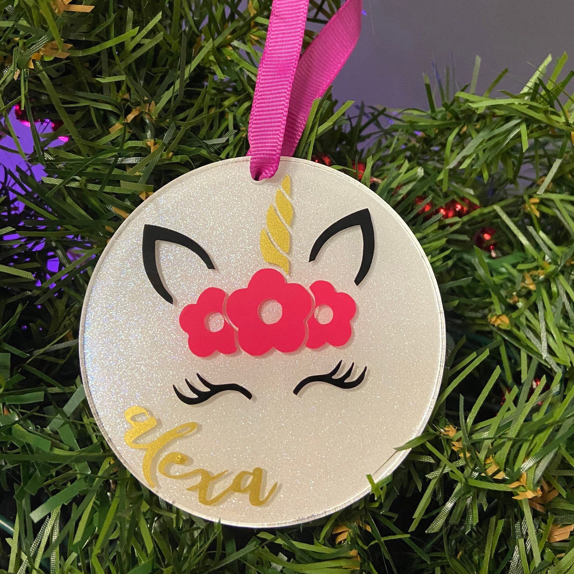 Personalized Unicorn Christmas Ornament Etsy