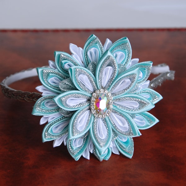 Big flower girl headband. Kanzashi flower.