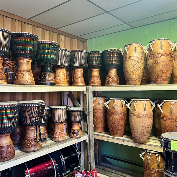 Djembe, Kpanlogo, Talking Drum and Gyil- Hand carved professional quality instruments from Ghana, West Africa