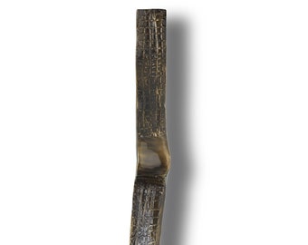 Crocodile-Skin Brass Front Door Pull, Luxury Entryway Handle (37")