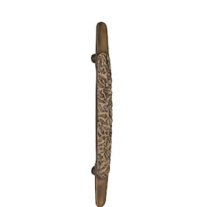 Solid Brass Main Door Handle Pull, Oval Shaped Antique Textured Front Door Handle in 24" for Home Decor, Luxury Hardware for Home Furnishing