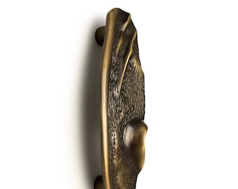Brass Front Door Pull Handle with Abstract Design, Luxury Bronze Hardware for Main Doors and Wardrobes, Gifts for Home Decor Improvement
