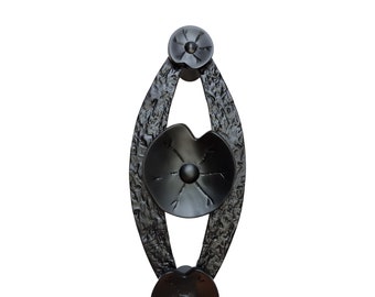 Oval Statement Leaf Brass Front Door Handle, Black Matte, Rustic Home Decor (12 inch)