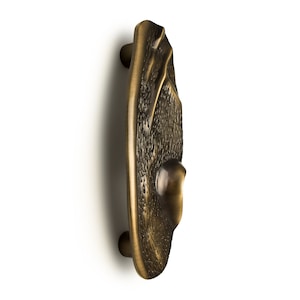 Brass Front Door Pull Handle with Abstract Design, Luxury Bronze Hardware for Main Doors and Wardrobes, Gifts for Home Decor Improvement