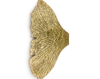 Wings Shaped Brass Door Pull, Handmade Antique Bronze Finish