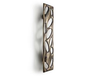 Glossy Bronze Rectangle Brass Door Handle, Contemporary Home Decor