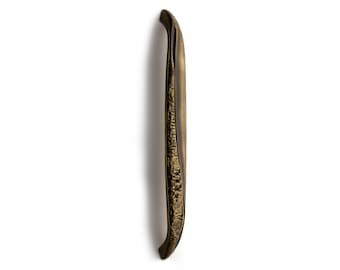 Textured Oval Brass Door Handle Pull, Luxury Home Decor (18")