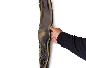 18" Solid Brass Entry Door Pull, Glossy Bronze Antique Handle