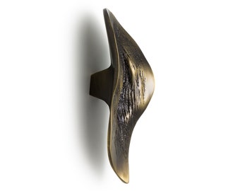 Leaf Shaped Brass Knob, Contemporary Cabinet Door Pull