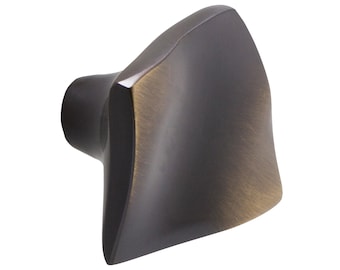 Brass Dresser Drawer Pull, Decorative Knob, Glossy Bronze or Satin Nickel