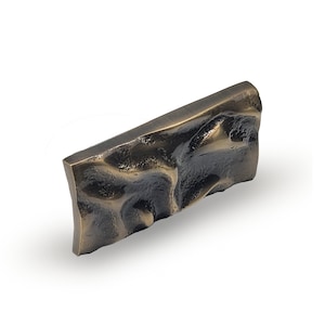 Rectangular Folded Brass Cabinet Drawer Knob, Unique Textured Kitchen Knob, Luxury Dresser Hardware, Sculptural Brass Pulls for Cabinets