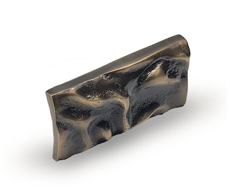 Rectangular Folded Brass Cabinet Drawer Knob, Unique Textured Kitchen Knob, Luxury Dresser Hardware, Sculptural Brass Pulls for Cabinets
