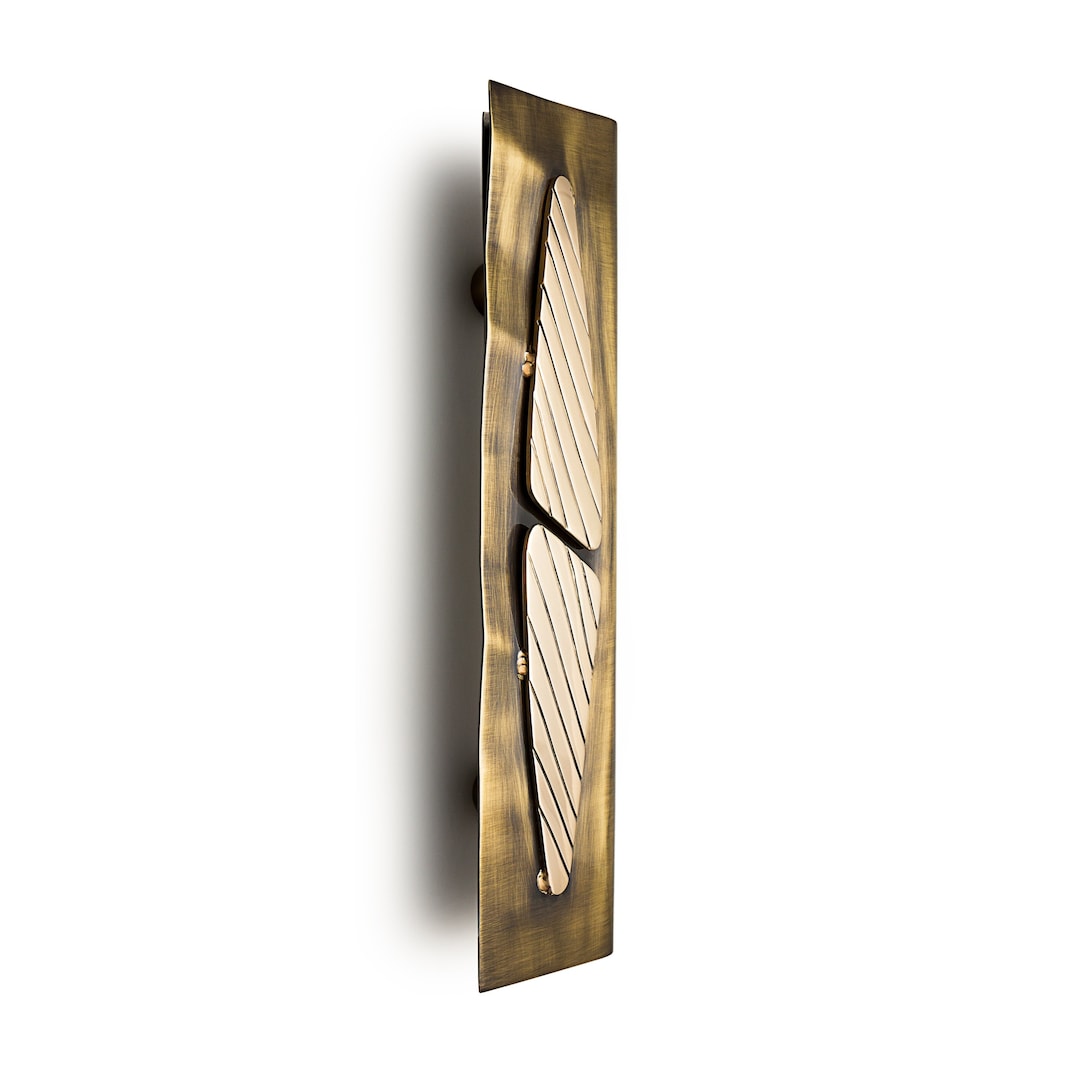 Boho Bronze Entry Door Pull, Art Textured Brass Handle for Art Deco ...