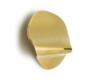 Modern Brass Drawer Pull, Abstract Cabinet Knob, Luxury Hardware