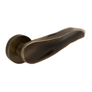 Abstract Door Lever Handle in Bronze & Satin-Nickel Finish for Home Decor, Modern Door Lever for Front Door Handle, Luxury Door Lever Handle