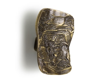 Textured Brass Door Pull, Antique Finish, Luxury Cabinet Knob