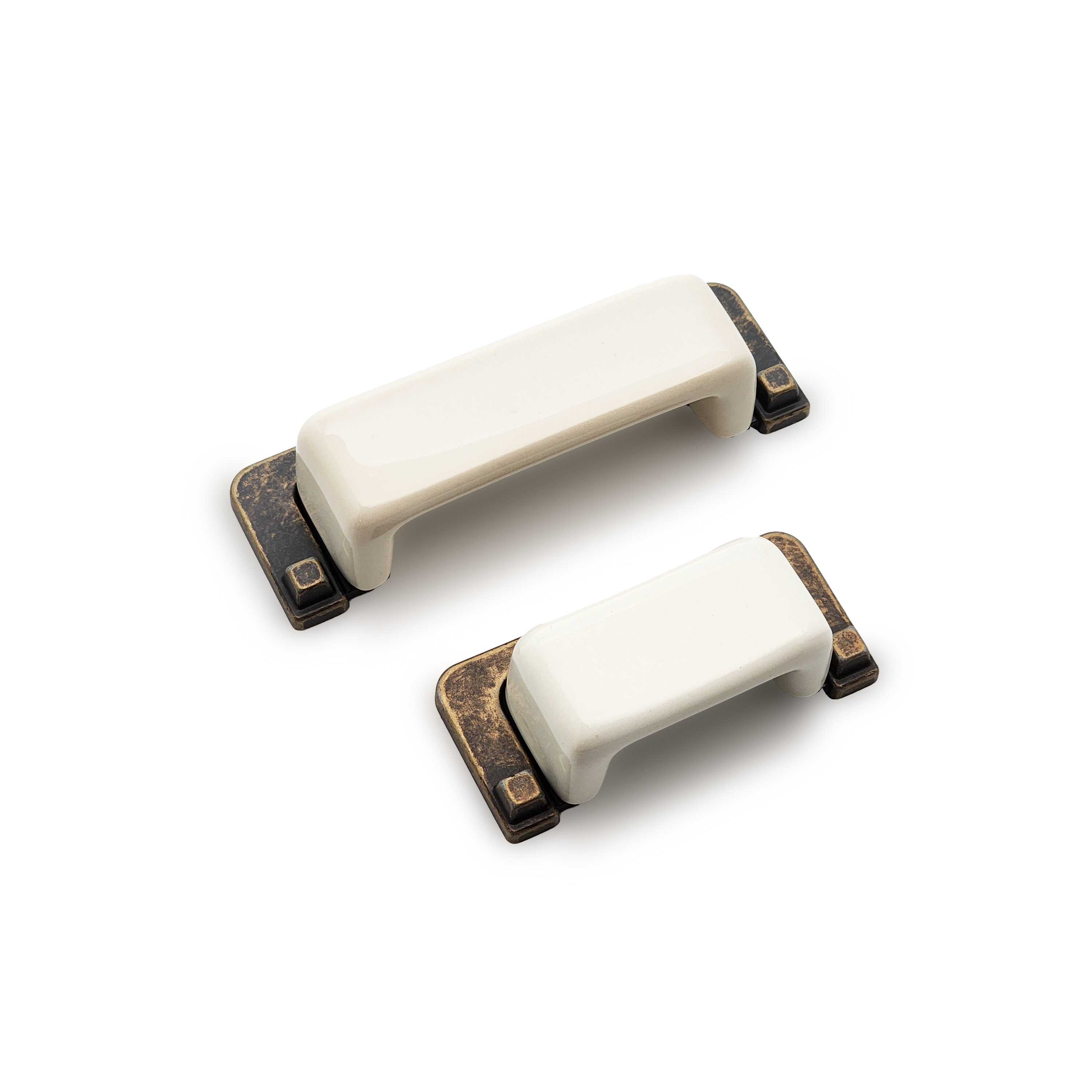 Handmade Antique Beige Ceramic Pulls for Kitchen, Bathroom, Rectangle ...