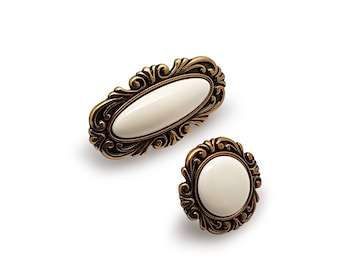 Handgemachter Keramikschrankknopf, antiker beige verzierter Schubladenknauf