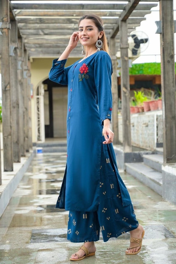 Rakhi Kaftan Style Kurti With Bottom Catalog - The Ethnic World