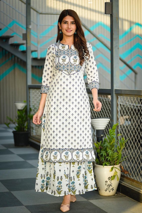 Cotton kurti with clearance plazo