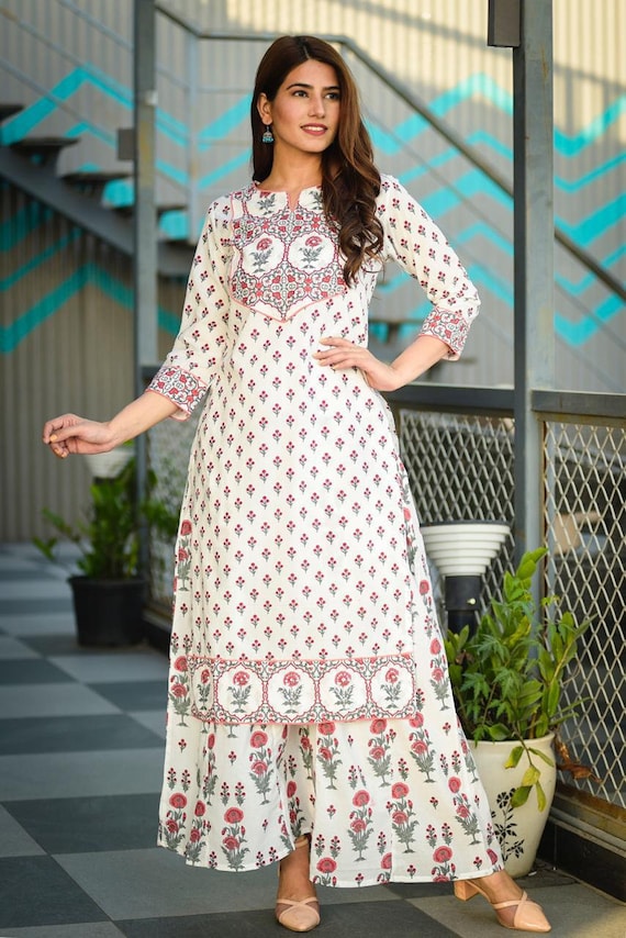 Cotton kurti with plazo sale