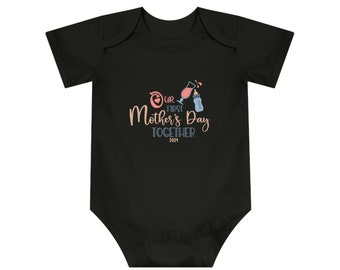 Our First Mothers Day, Baby Short Sleeve Bodysuit, Mums Day, baby clothes, onesie, wine and milk, melbourne