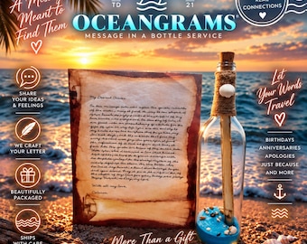 Message in a Bottle for Him | Personalized Gift for Boyfriend, Husband, Son or Dad | Romantic Letter Gift | Men's Keepsake | Oceangrams