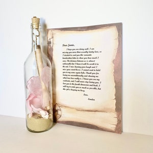 Personalized Message in a Bottle Gift Custom Handwritten Love Letter Romantic Gift for Him or Her Custom Message Gift Anniversary