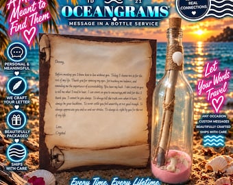 Custom Message in a Bottle Gift with Wooden Treasure Chest Keepsake