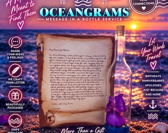 Moonlit Message in a Bottle | Romantic Personalized Ocean Gift with Wooden Chest Keepsake | Fully Custom Keepsake