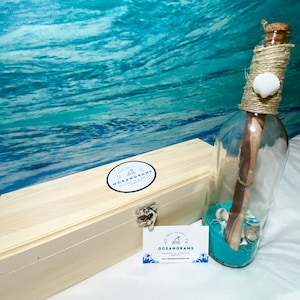 SEND LOVE LETTER Message in a Bottle Turquoise Sand & Seashells Full Size Glass Wine Bottle Gift For Her or Him Personalized Gift