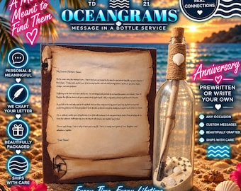 Anniversary Message in a Bottle Gift | Prewritten or Customized Love Letter | Luxury Romantic Keepsake