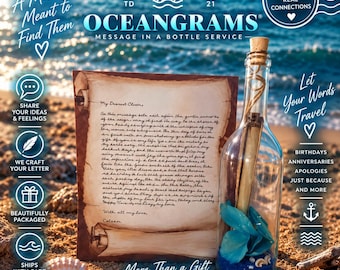Luxury Message in a Bottle for Him | Handwritten, Typed or DIY Letter Gift
