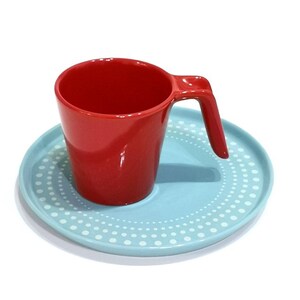 Stoneware handle mug in eight colours, medium size / Mix&match with dotted plates / Colour mug / Everyday home use / Gift essential Red