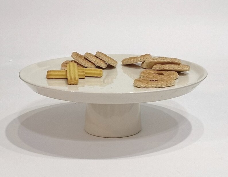 Cake stand in cream white / Stoneware footed cake plate / Gift and party essential / Everyday home use / Gift essential image 4
