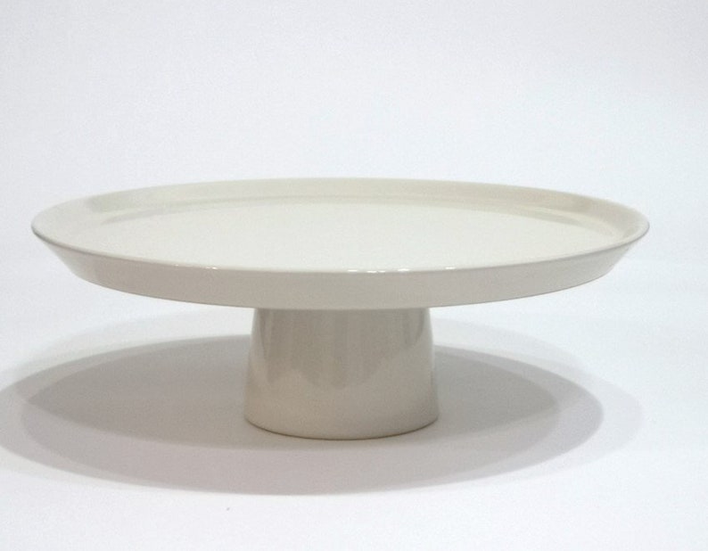 Cake stand in cream white / Stoneware footed cake plate / Gift and party essential / Everyday home use / Gift essential image 1