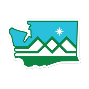 Washington State Flag State Outline Sticker