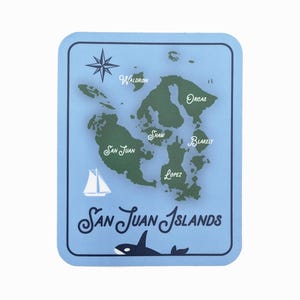 San Juan Islands Map Sticker - Etsy