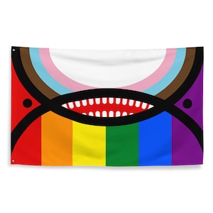 Progressive Pride Orca Face Flag